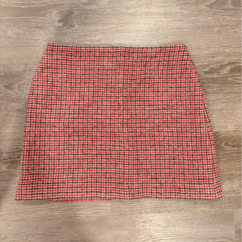 Uniqlo Red and Black Wool Blend Skirt